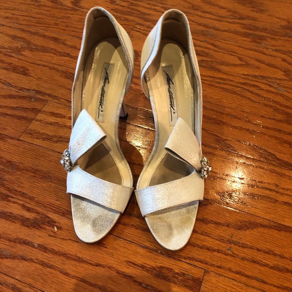Brian Atwood silver pump sandals